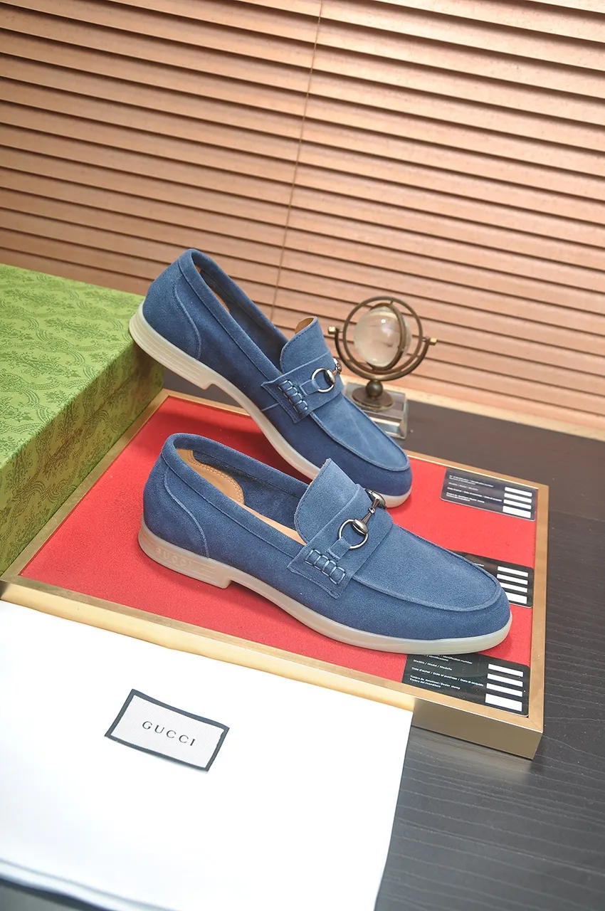 Men's shoes 💰440💶【GUCCI】 (High-end Niuli) New 🍀Gucci* - top version Gucci classic casual leather shoes! It is made of imported original cowhide and has a comfortable first layer of cowhide lining! Original wear-resistant rubber outsole! High quality products! Code number 38-44!